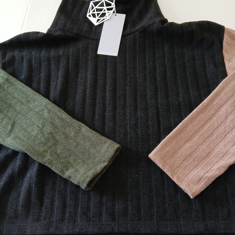 GOOD LUCK GIRL Size M Top Black Green/Beige Color New $16 - Picture 7 of 9